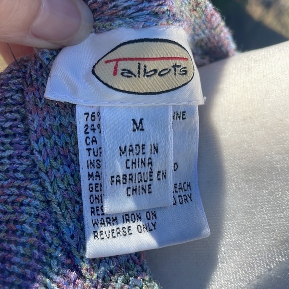 Talbots Multi Color Knit Cardigan coastal grandma Sweater M - Picture 7 of 7